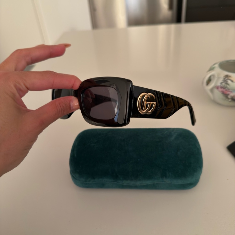 Gucci Black Sunglasses with Gold Accent